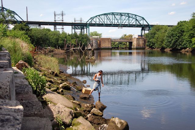 A crab fisherman on the Bronx River in 2012
